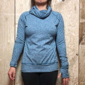 Stonewear blue heathered athleisure cowl neck top extra small